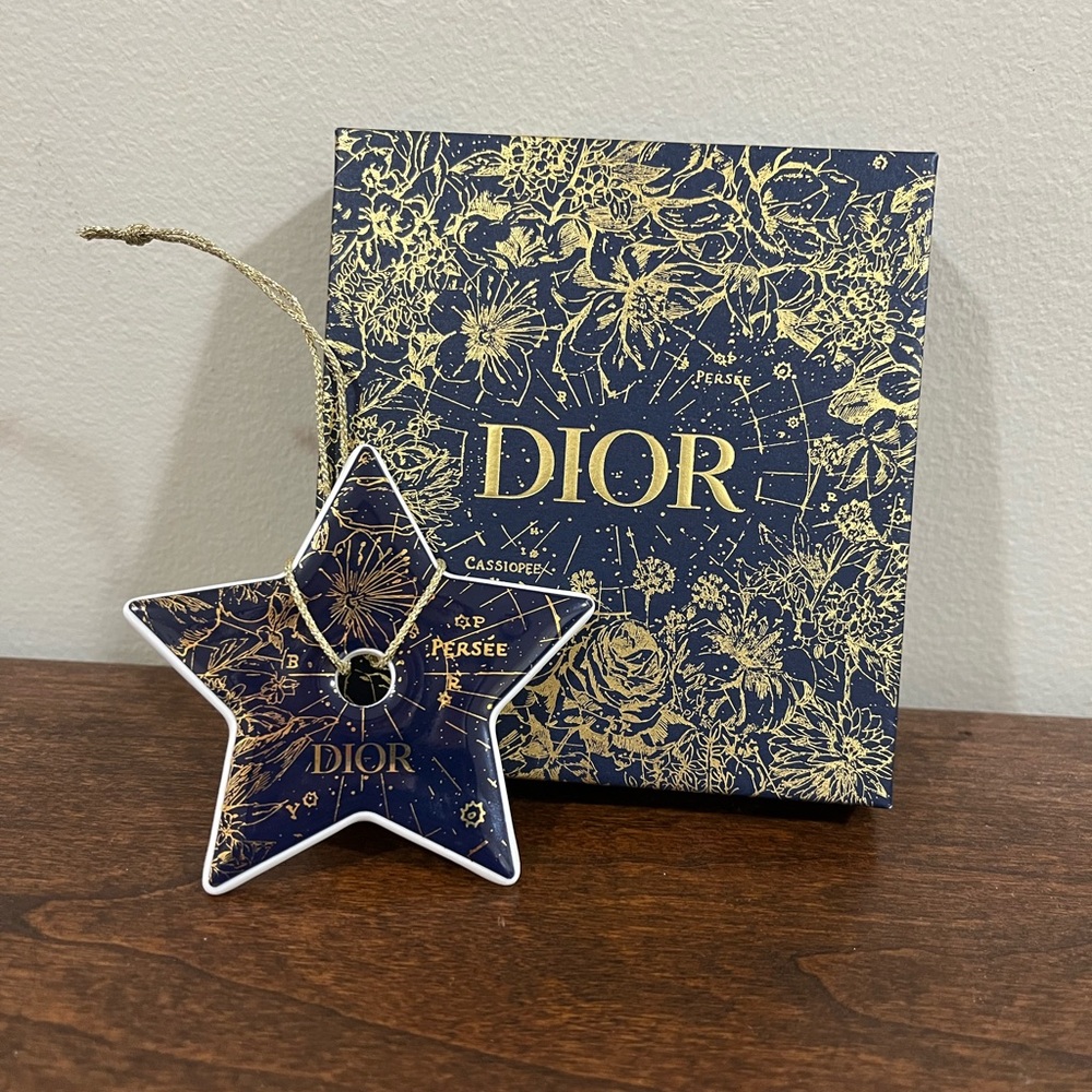 DIOR Blue and Gold Ceramic Star Ornament with Decorative Box